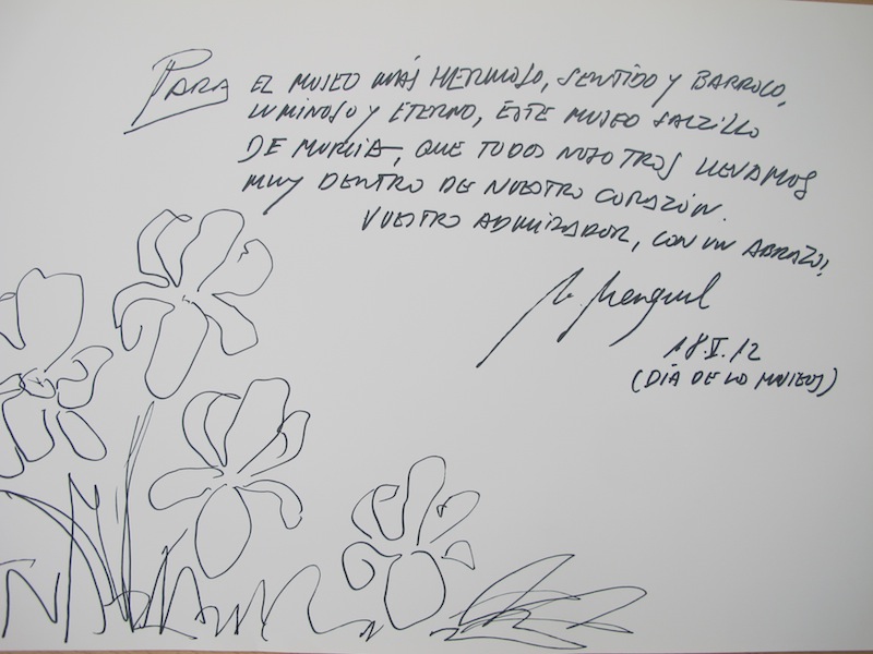 Dedicatoria de Antonio Martínez Mengual al Museo Salzillo